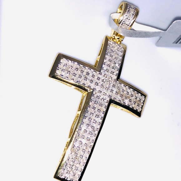 Natural Real Diamond Cross pendant NOT CZ! Comes w/ authenticity card! huge sale - Picture 11 of 12